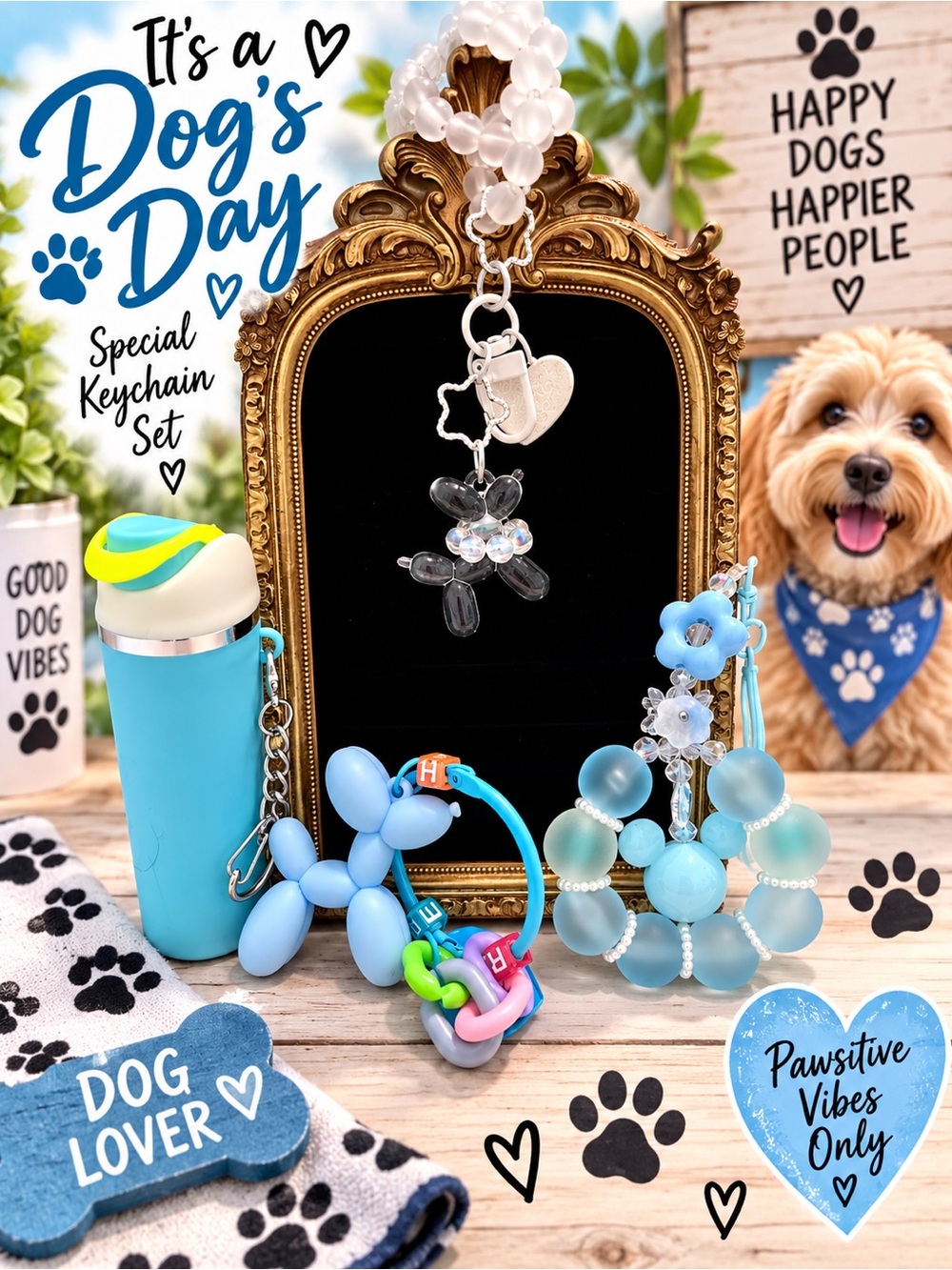 4 pack dogs day keychain bag charms